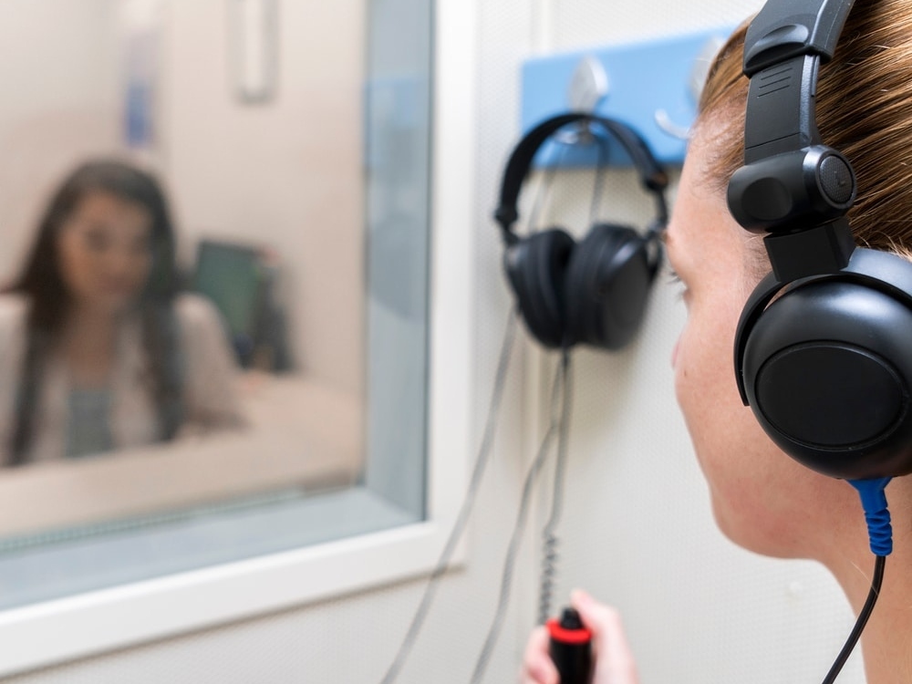Doctor of Audiology conducting a comprehensive hearing test with a patient at Brighter Hearing in Savannah, GA